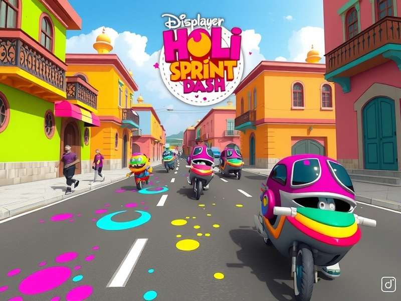 Multiplayer racing in Holi Sprint Dash Holi Sprint Dash gameplay showing multiplayer race